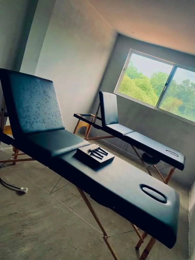 Spa treatment room with massage tables